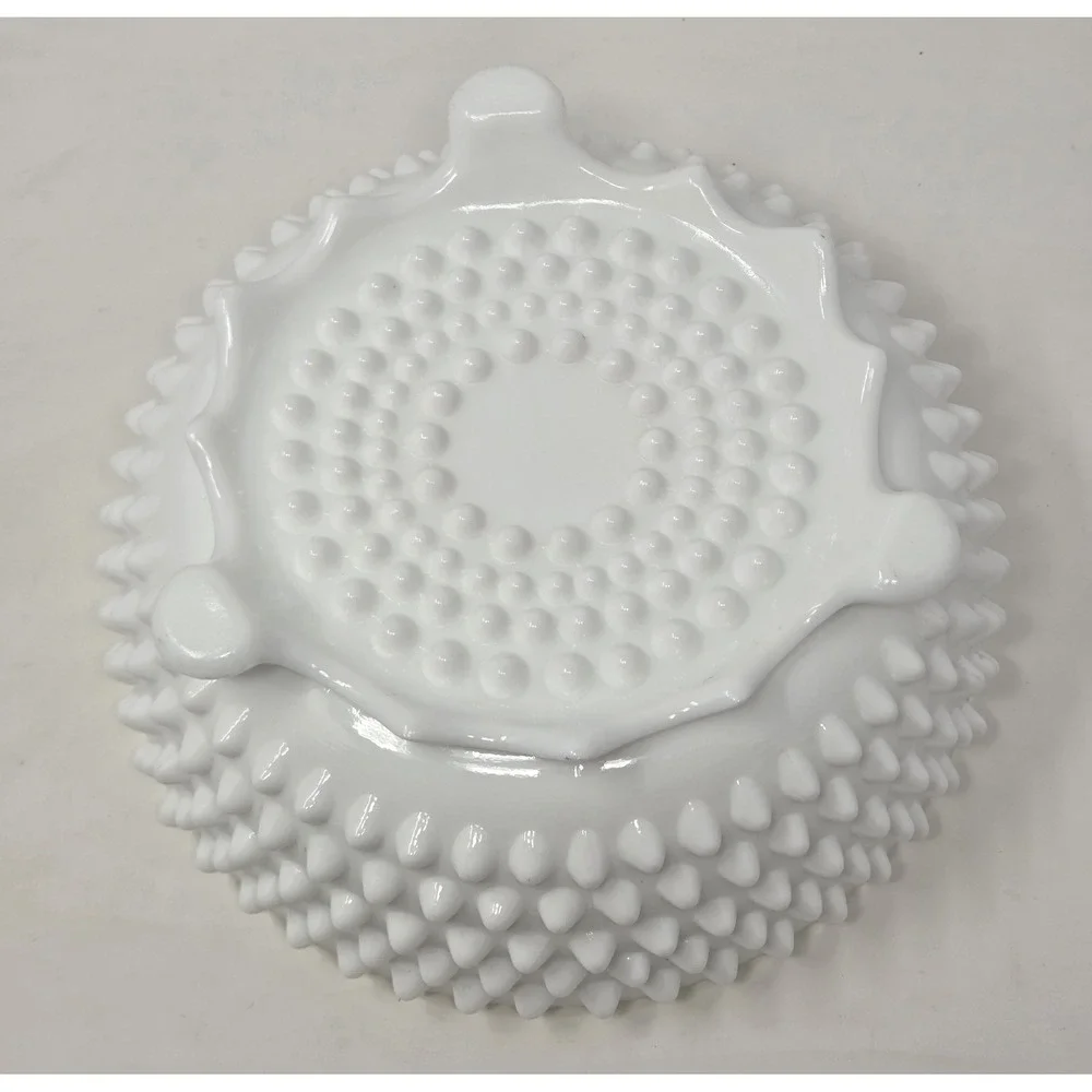 Vintage Fenton Hobnail Milk Glass 3-Toed Footed Bowl 8.5
